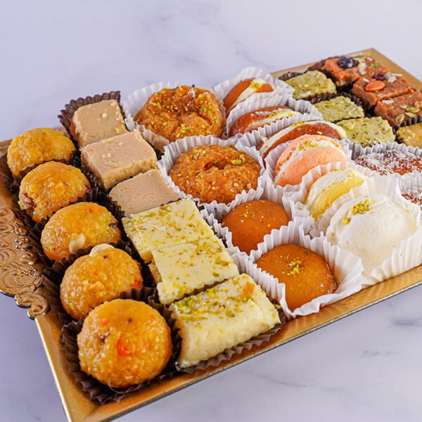 Mixed Mithai Golden Tray